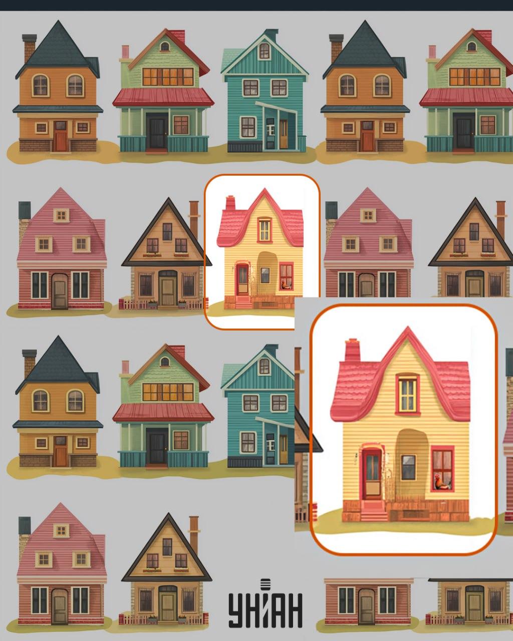 En hane stod i vinduet i et af husene / Moje collage